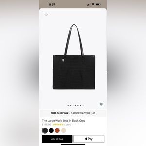 The Large Work Tote in Black Croc